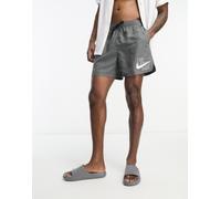Nike Swimming - Pantaloncini da bagno stile volley da 5" grigi con logo grande-Grigio S
