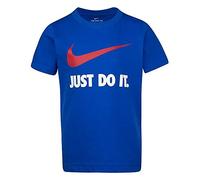 Nike Swoosh JDI S/S Tee, Maglietta da Bambino, Blu con Scritta in Bianco Just Do It