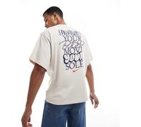 Nike - T-shirt beige con stampa sul retro-Marrone XS