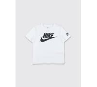 NIKE T-shirt da bambino in misto cotone con logo a contrasto e girocollo 4 Bianco
