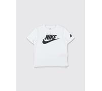 NIKE T-shirt da bambino in misto cotone con logo a contrasto e girocollo 5 Bianco