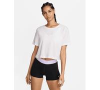 Nike T-Shirt Donna Dri Fit Pro Crop Manica Corta - 100 (Bianco/Viola)