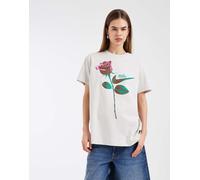 Nike - T-shirt oversize grigio chiaro con grafica rosa XS