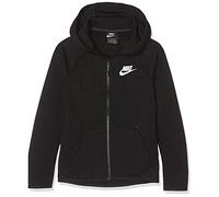 Nike Tech Fleece Full-Zip Essentials, B NSW TCH FLC FZ Bambino, Black/White, XL