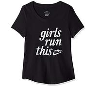 Nike Tee Scoop Girls Run This, T-Shirt Bambina, Black/GRAP Graphic 1, XL
