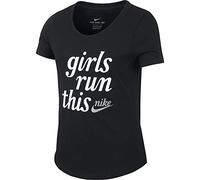Nike Tee Scoop Girls Run This, T-Shirt Bimba, Black, L
