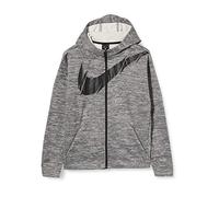 Nike Therma Graphic Felpa con Cappuccio E Zip A Tutta Lunghezza, Unisex Bambini, Black/Htr/Black, L
