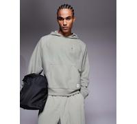 Nike Training - Athletic Club - Felpa con cappuccio grigia con logo a toppa-Grigio S