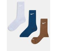 Nike - Training Everyday - Confezione da 3 paia di calzini ammortizzati blu e marroni-Marrone M