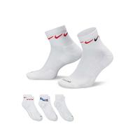 Nike Training - Everyday Cushioned Plus - Confezione da 3 paia di calzini alla caviglia bianchi con stampa-Bianco S
