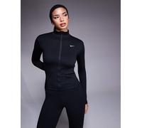 Nike - One Training - Top a maniche lunghe aderente nero con zip S