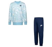 Nike -TUTA COMPLETA -FELPA GIROCOLLO -PANTALONE CON GIROVITA ELASTICIZZATO -LOGO turchese CELESTE/BLU U90 5-6 anni