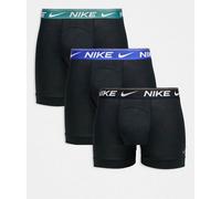 Nike - Ultra Comfort - Confezione da 3 boxer neri con fascia in vita colorata nera/blu/verde-Nero M