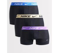 Nike - Ultra comfort - Confezione da 3 paia di boxer aderenti neri con arancione/blu/viola-Nero 52
