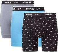 Nike Everyday Cotton Stretch Boxer Briefs 3Pk da Uomo Swoosh Print/Grey/Uni. Blue L