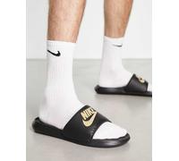 Nike - Victori One - Sliders nere con logo oro rosa-Nero 41