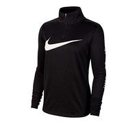 Nike W Nk Midlayer Qz Swsh Run T-Shirt A Manica Lunga, Donna, Black/White, M