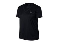 NIKE W Nk Miler Top Vneck T-Shirt, Donna, Black/(Reflective Silv), XS