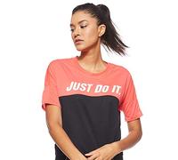 Nike W NK Tailwind Top SS SD T-Shirt, Donna, Ember Glow/Black/White, L