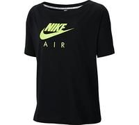 Nike W NSW Air Top SS BF T-Shirt, Donna, Black/(Volt), M