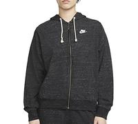 Nike W NSW Gym VNTG Easy FZ Hoodie, Felpa con Cappuccio Donna, Black/White, M