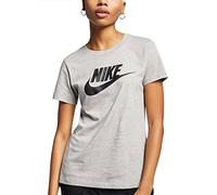Nike W Nsw Tee Essntl Icon Futura, T-shirt Donna, Grigio (Dk Grey Heather/Black), XS