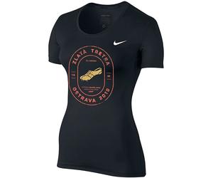 Nike W Pro TOP SS ALL OVER MESH Zlatá tretra Magliette XS Nero