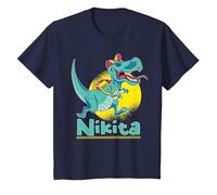 Nikita - Regalo con Nome Dinosauro Maglietta, Bambini, Navy, 2 Anni