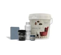 Nikkolor Kit Microcemento 8 m² per Pavimenti e Pareti - Copre Piastrelle e Fughe Senza Demolire - Effetto Cemento Continuo - Spessore 2-3 mm - Finitura Semi-Lucida - Colore Spirito Blu