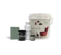 Nikkolor Kit Microcemento 8 m² per Pavimenti e Pareti - Copre Piastrelle e Fughe Senza Demolire - Effetto Cemento Continuo - Spessore 2-3 mm - Finitura Semi-Lucida - 06 Verde Salvia