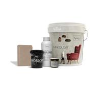Nikkolor Kit Microcemento 8 m² per Pavimenti e Pareti - Copre Piastrelle e Fughe Senza Demolire - Effetto Cemento Continuo - Spessore 2-3 mm - Finitura Semi-Lucida - 08 Terra d'Ombra