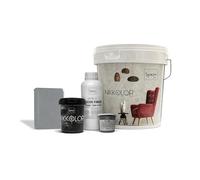 Nikkolor Kit Microcemento 8m² per Pavimenti e Pareti - Copre Piastrelle Senze Demolire - Finitura Semilucida - Creta Grigia