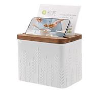NIKKY HOME Kitchen - Scatola per ricette in metallo, 10 x 15 cm, con schede, divisori e supporto per telefono, motivo con orecchie di grano in rilievo