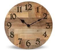 NIKKY HOME Orologio da parete rotondo, in legno, grande, 30 x 4 x 30 cm, colore: marrone