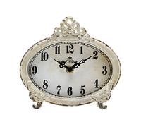 NIKKY HOME Orologio da tavolo vintage, design rustico a batteria, decorazione per la casa chic per camino, mensola, scrivania, piano di lavoro, bianco invecchiato