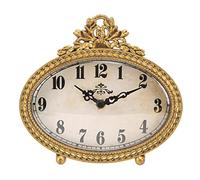 NIKKY HOME Orologio da tavolo vintage, silenzioso, piccolo orologio da scrivania a batteria, design rustico, decorazione per la casa per soggiorno, camera da letto, comodino, orologio regalo, oro