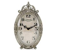 NIKKY HOME Orologio da tavolo vintage, silenzioso, senza ticchettio, funzionamento a batteria, per mensola da tavolo, piccolo orologio in metallo per decorare il soggiorno - argento retrò