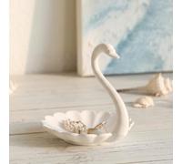 NIKKY HOME Piatto di gioielli del supporto dell'anello del cigno bianco
