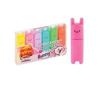 NIKOFFICE HIGHLIGHTER MARKER BUNNY BUNNY - Set 6 Mini Evidenziatori Pastello | Forma di Coniglietto | Asciugatura Rapida | Inchiostri a Base d’Acqua
