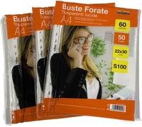 NIKOFFICE S100 Confezione da 50 Buste Perforate Trasparenti in PPL Lucide, Formato A4