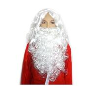 Nikolaus - Parrucca bianca con barba, per Natale, cabaret, carnevale, feste in costume, cosplay, feste a tema, festival, colore bianco (parrucca + barba)