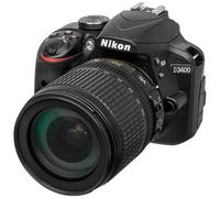 Nikon D3400 Fotocamera Reflex Digitale con Obiettivo Nikkor AF-S 18/105VR, 24,7 Megapixel, LCD da 3", SD da 8 GB 300x Premium Lexar, Nero [Nital Card: 4 Anni di Garanzia]