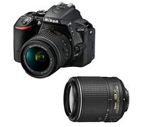 Nikon D5500 - Fotocamera reflex 24,2 MP, schermo touch girevole da 3,2’’, video full HD, Wi-Fi, filtri e effetti, HDR, kit con corpo e 2 obiettivi AF-P 18 - 55 mm VR e 55 - 200 mm VR II, colore: nero