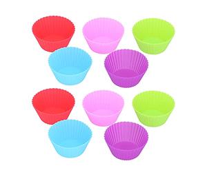 Nikou 10 pirottini in silicone per muffin, riutilizzabili, per uso alimentare, per pasticceria, pirottini da forno, antiaderenti, resistenti al calore, ideali per muffin e cupcake