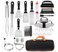 Nikou 23pcs Barbecue Posate Set BBQ Grill Accessori con Spatola Pressa di Carne per Teppanyaki Esterno