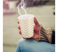 Nikou 8 bicchieri di carta usa e getta a doppio strato, 270 ml, design a onde dorate, per feste di compleanno, ideali per bevande e bevande