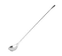 Nikou Acciaio Inox Bar Vino Cocktail Mixing Torsione Cucchiaio Manico Lungo Bevanda Agitatore, Manico Antiscivolo Design a Spirale Argento, 31x2,8cm