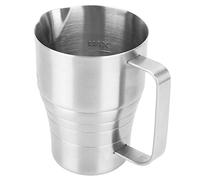 Nikou Bella tazza carina con coperchio e manico in silicone, 300 ml, brocca per schiumare il caffè in acciaio inox argentato, tazza per schiumare il latte con scala, 900 ml