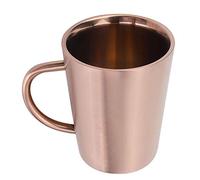 Nikou Bicchiere da 350 ml a doppio strato in acciaio inox, isolato con manico, per birra, tè, acqua, latte, finitura dorata