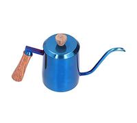 Nikou BOLLITORE CAFFÈ MANUALE IN ACCIAIO INOX CON BECCUCCIO LUNGO E STRETTO VERSATORE SULLA PENTOLA CON MANICO IN LEGNO 600ML (Blu)